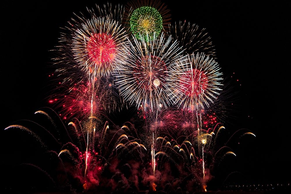 An exploding display of fireworks in Nagano City-Japan art print by Sheila Haddad for $57.95 CAD